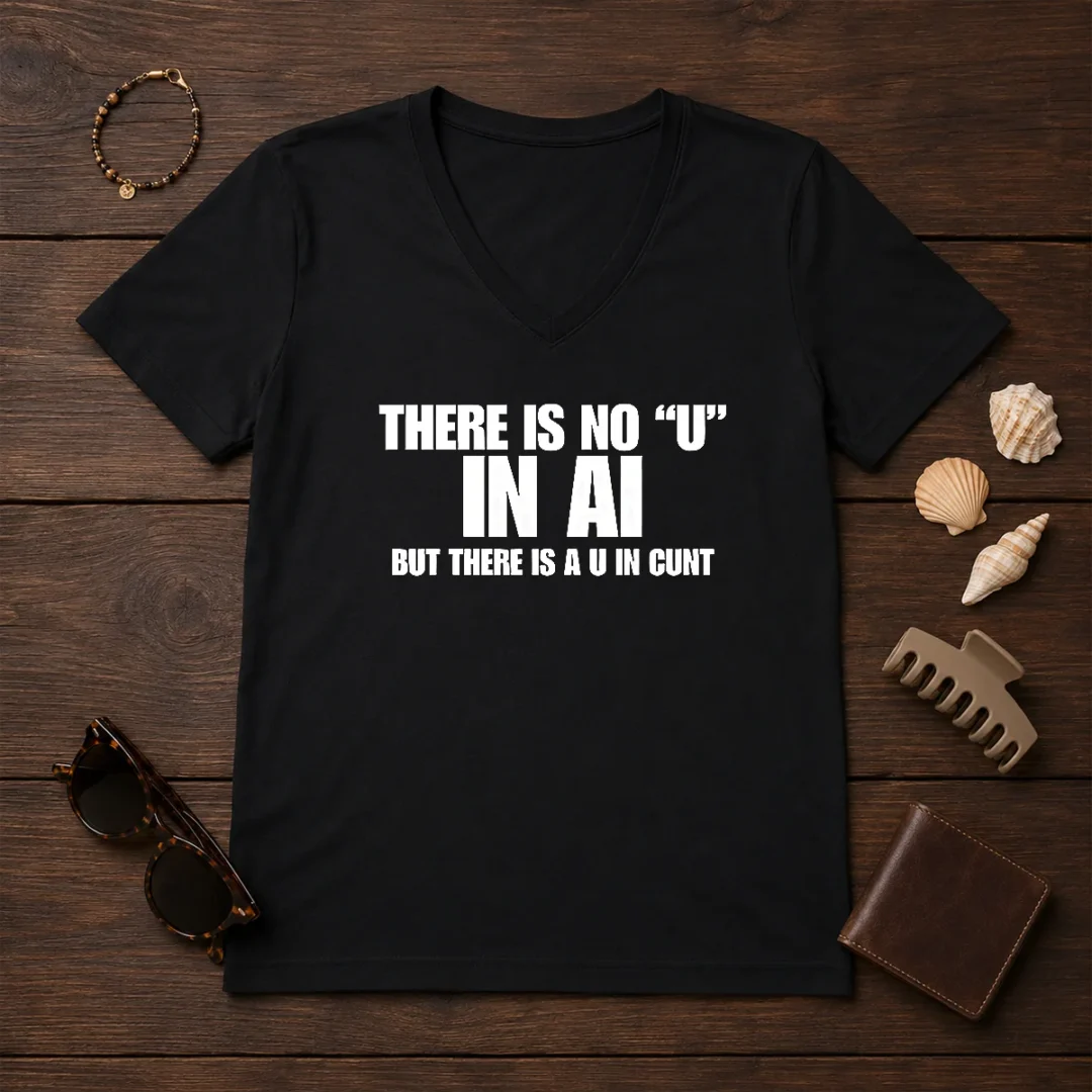 hot-there-is-no-u-in-ai-but-there-is-a-u-in-cunt-v-neck-shirt Hot There Is No U In AI But There Is A U In Cunt V-Neck Shirt