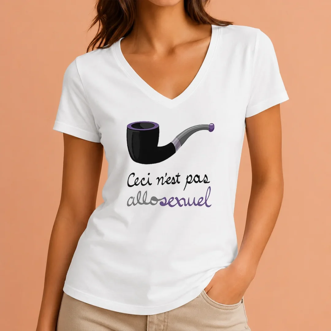 hot-top-asexual-pride-rene-magritte-ceci-n-est-pas-allosexuel-v-neck-shirt Hot Top Asexual Pride Rene Magritte Ceci N Est Pas Allosexuel V-Neck Shirt