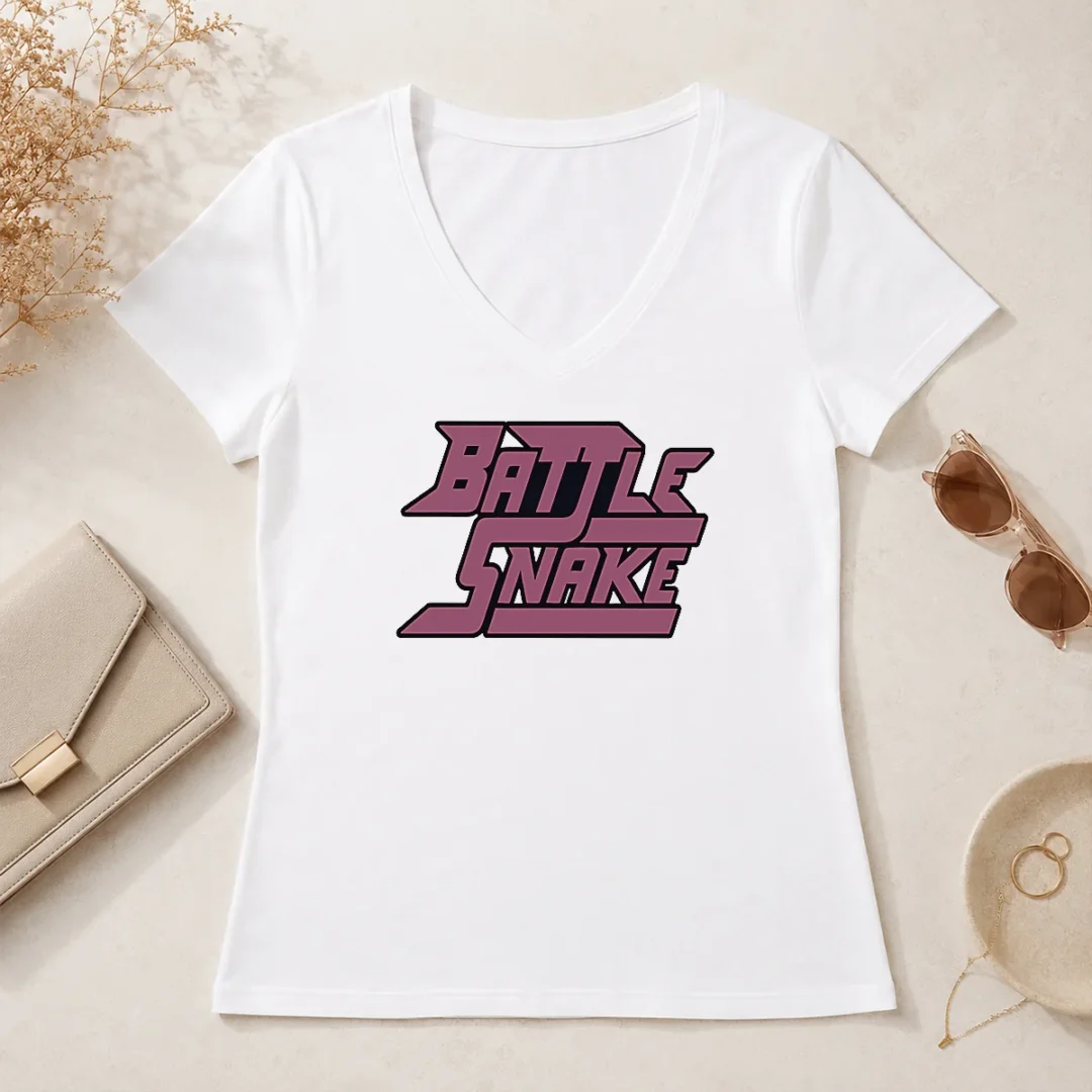 Hot Top Battle Snake Logo Text V Neck Shirt Hot Top Battle Snake Logo Text V-Neck Shirt