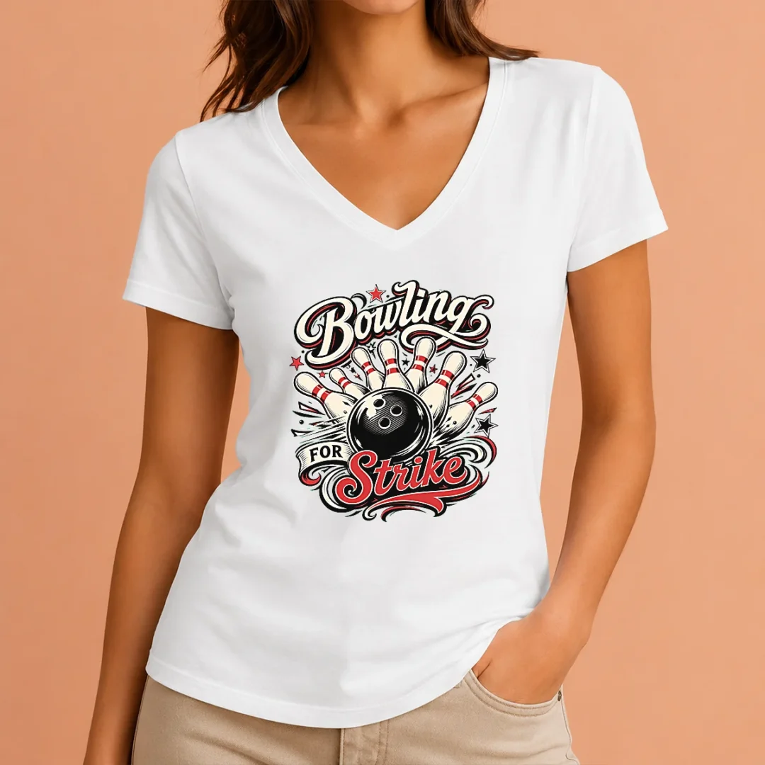 hot-top-bowling-for-strike-tattoo-v-neck-shirt Hot Top Bowling For Strike Tattoo V-Neck Shirt