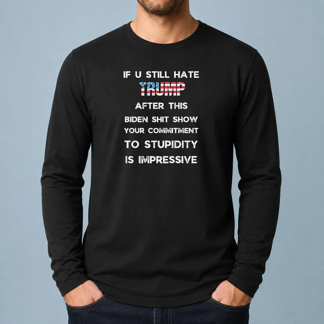 hot-trump-and-biden-shit-show-political-long-sleeve-shirt Hot Trump And Biden Shit Show Political Long Sleeve Shirt in black with bold text graphic