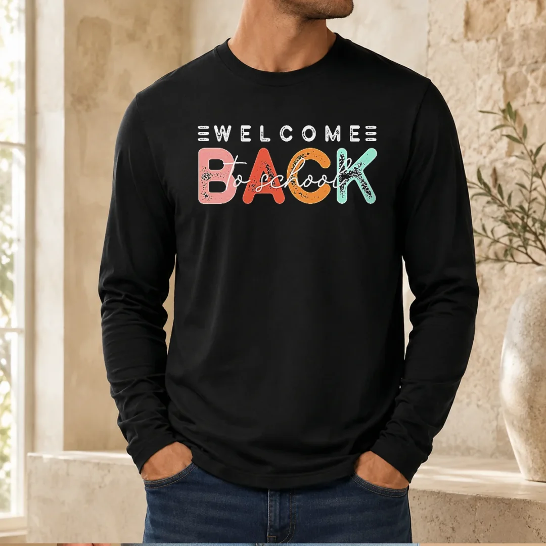 hot-welcome-back-to-school-distressed-typography-long-sleeve-shirt Hot Welcome Back To School Distressed Typography Long Sleeve Shirt