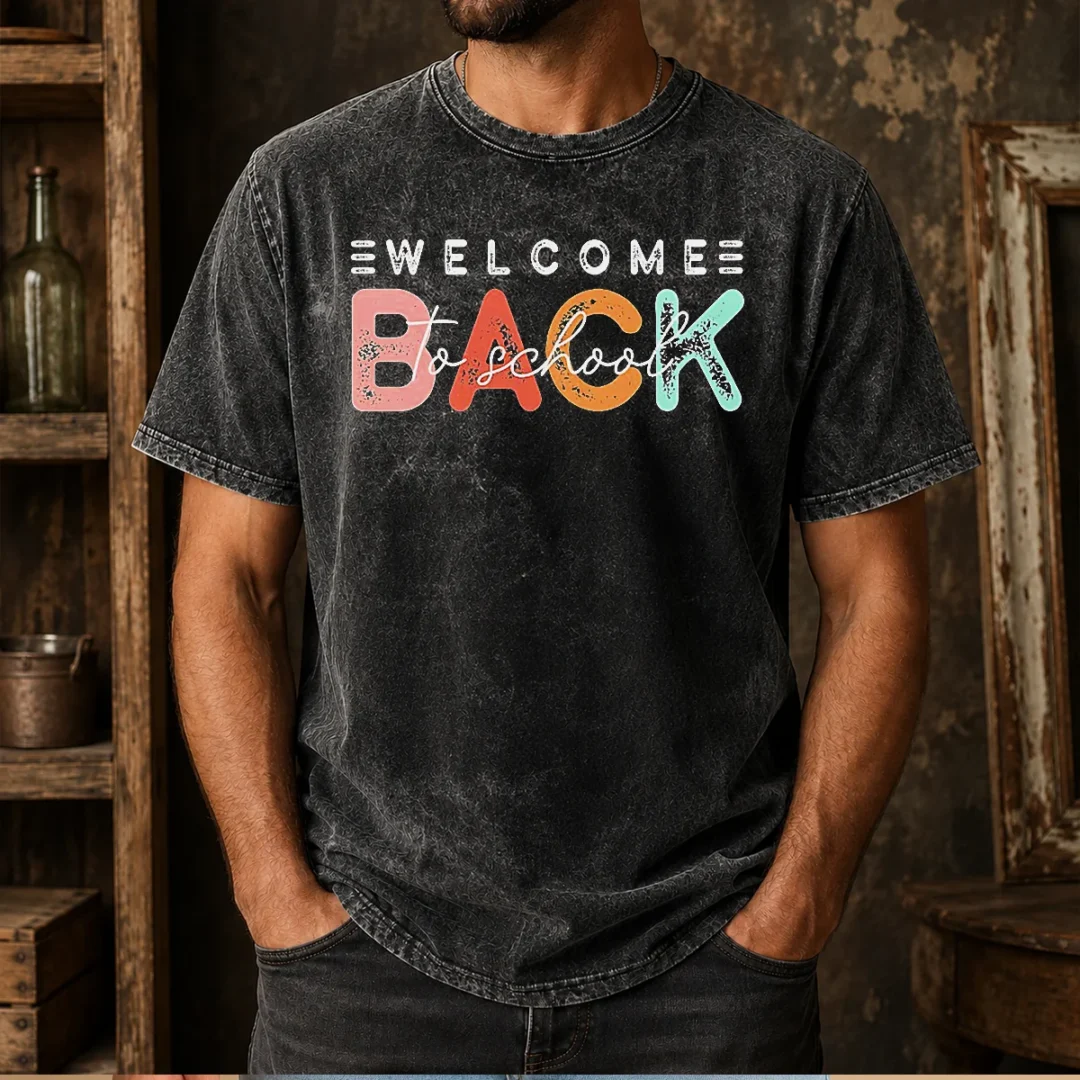 hot-welcome-back-to-school-distressed-typography-washed-t-shirt Hot Welcome Back To School Distressed Typography Washed T-Shirt