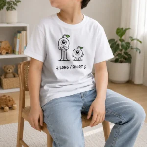 Top Long And Short Character Comparison Educational Kids T-Shirt