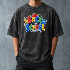 Premium Back To School Excitement Graphic Washed T-Shirt