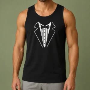 Pretty Tuxedo Bow Tie Formal Suit Costume Tank Top