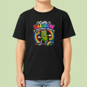 Official Coffs Rainbow Pickleball Team Fun Kids T-Shirt