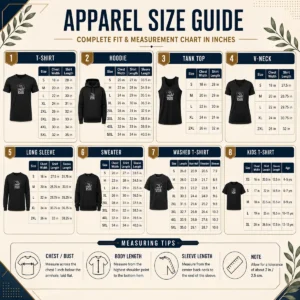 Size chart for Awesome Good Summer Splash Plague Silhouette with measurements in inches and cm