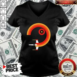 Top Nice Star Wars X Wing Retro Sunset Spiral Circle V-Neck Shirt