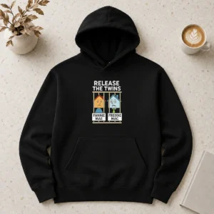 Awesome Fannie Mae Vs Freddie Mac Release The Wins Hoodie in dark color, front view with drawstring hood and kangaroo pocket
