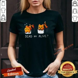 Premium Sushicat Dead Or Alive V Neck Shirt featuring a unique graphic design on a soft, fitted v neck garment