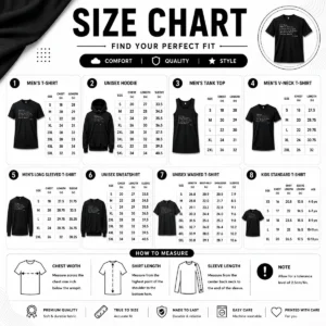 Size chart for Pretty Grace Be With You showing garment measurements in inches and cm