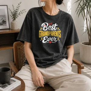 Premium Best Grandparents Ever Silhouette Washed T-Shirt