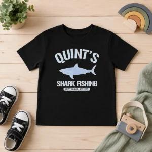 Nice Quint'S Shark Fishing Amity Island Est 1975 Detailed Shark Kids T-Shirt