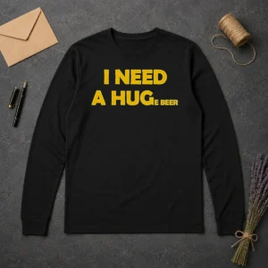 Awesome I Need A Huge Beer Funny Drinking Alcohol Humor Long Sleeve Shirt