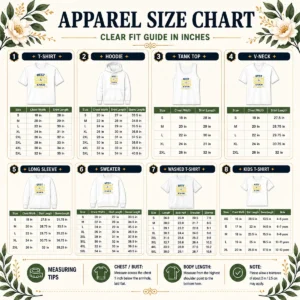 Size chart for Pretty Good Grandparents Day Typography Family Love showing measurements in inches and cm