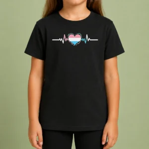 Pretty Premium Transgender Pride Flag Heart Heartbeat Line Kids T-Shirt