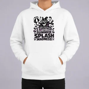 Funny Summer Splash Amoeba Silhouette Hoodie in soft fabric with front pocket and adjustable hood