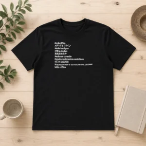 Good Media Offline International Languages t shirt in classic fit with vibrant multilingual text design