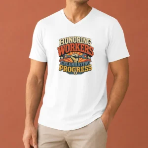 Hot Official Labour Day Vintage For Proud Workers V Neck Shirt in a classic vintage style with short sleeves