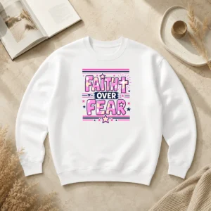 Funny Faith Over Fear Motivational Christian Quote Sweater