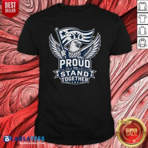 Premium Proud To Stand Together Eagle Line Art shirt optimized on a classic crew neck cotton tee in white