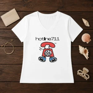 Original Telephone Cartoon Hotline711 V-Neck Shirt