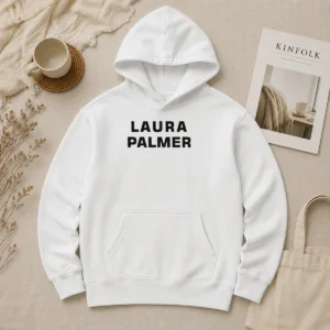 Premium Laura Palmer Twin Peaks I Killed Laura Palmer Hoodie, black pullover with front pocket and adjustable drawstring hood