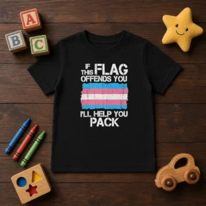 Awesome Transgender Pride Flag If This Flag Offends You I Will Help You Pack Kids T-Shirt