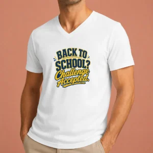 Nice Back To School Challenge Accepted Vector V-Neck Shirt