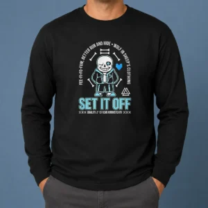 Top Set It Off Duality 10 Year Anniversary Undertale Sans Skeleton Long Sleeve Shirt