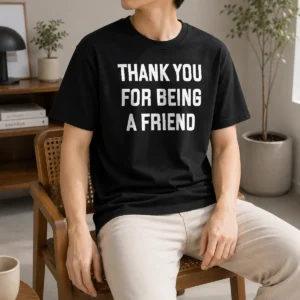 Pretty Thank You For Being A Friend Golden Girls t shirt in white, featuring classic crew neck and short sleeves