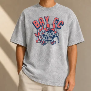 Hot Nice Kid'S Bay FC Soccer Player Ash Washed T-Shirt