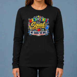 Top Hot Cute Cartoon Back To School Squad Student Long Sleeve Shirt