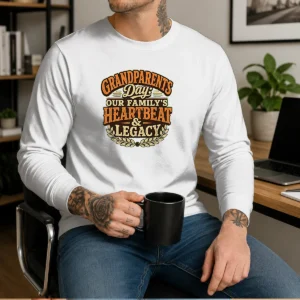 Hot Grandparents Day Vintage Heartbeat Tribute Long Sleeve Shirt