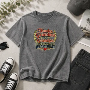 Pretty Grandparents Day Typography Thanks For Family Gratitud Washed T-Shirt