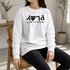 Top Comme Des GarçOns Play Logo Fashion Long Sleeve Shirt