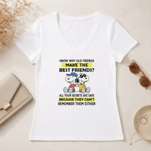 Official Snoopy Joe Cool Peanuts Know Why Old Friends Make The Best Friends V-Neck Shirt