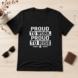 Awesome Labour Day Proud Worker Stencil V-Neck Shirt
