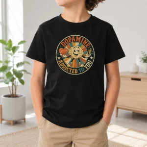 Hot Dopamine Addicted To You Vintage Badge Kids T-Shirt