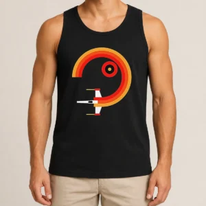 Official Awesome Star Wars X Wing Retro Sunset Spiral Circle Tank Top
