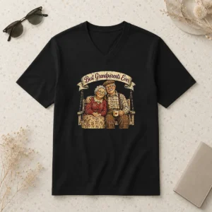 Perfect Official Best Grandparents Ever Vintage Retro Distressed V-Neck Shirt