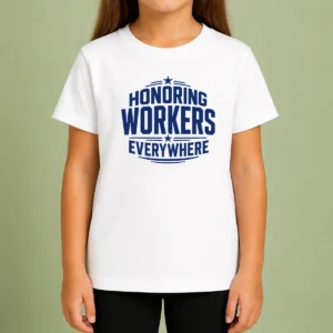 Nice Awesome Labour Day Workers Pride Line Art Kids T-Shirt