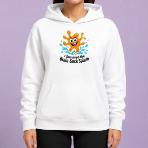 Hot Pretty Cheeky Brain Suck Amoeba Minimalist Hoodie in black, featuring a bold graphic print on a comfortable pullover sweatshirt