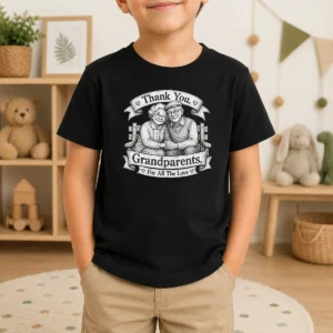 Pretty Grandparents Day Gratitude Sketch Family Kids T-Shirt