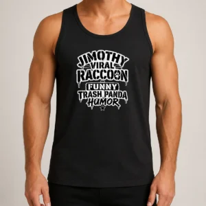 Top Jimothy Viral Raccoon Funny Trash Panda Stencil Tank Top