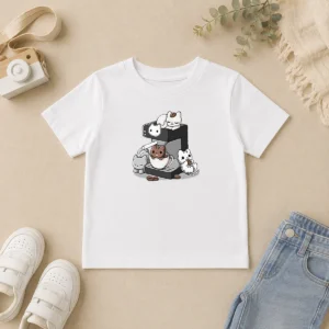 Funny Nice Cat Coffee Machine Kids T-Shirt