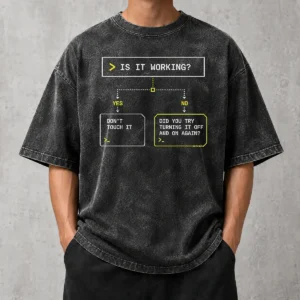 Hot Is It Work Funny Flowchart Geek Washed T-Shirt