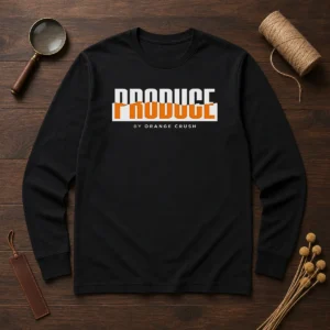 Hot Produce By Orange Crush Logo long sleeve shirt in vibrant orange with bold graphic print
