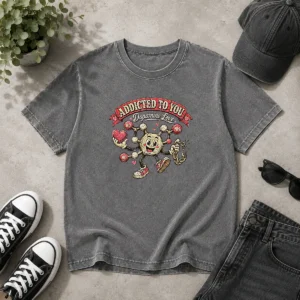 Official Dopamine Addicted To You Retro Distressed For Couples Washed T-Shirt